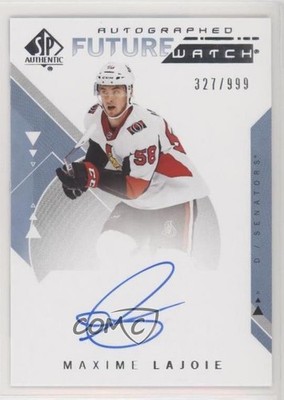 2018 SP Authentic Future Watch 327/999 Max Lajoie Maxime #195 Rookie Auto RC a2v