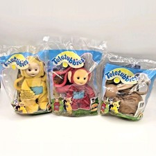 Teletubbies Burger King 5" Clip-On Kids Club Beanie Plush Set 3 Vintage 1999