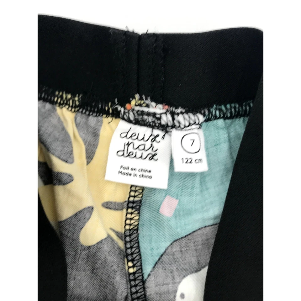 Deux Par Deux Girls Black Abstract Graphic Print Shorts Size 7 - Image 3 of 4