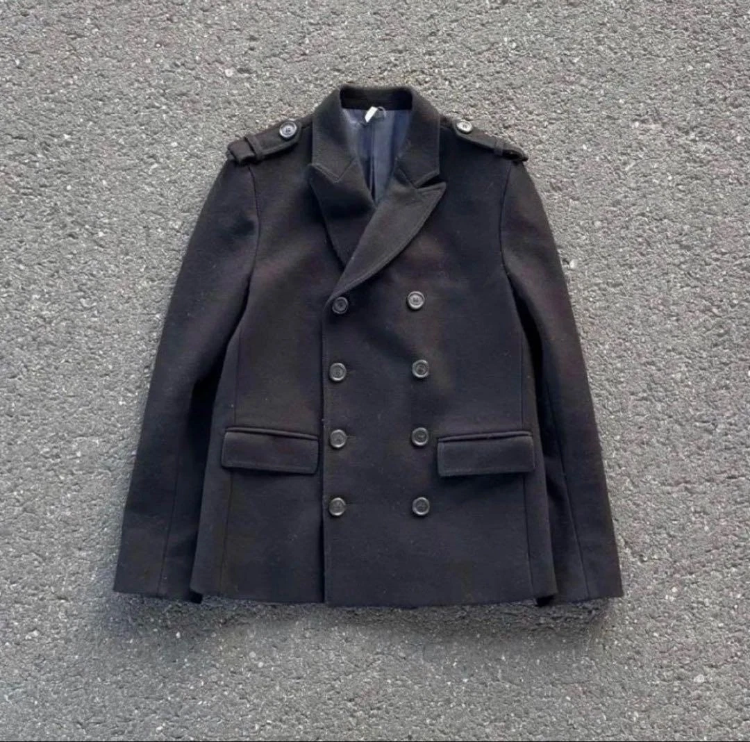 Dior Homme 2008AW Kris Van Assche Wool Double Coat Black Size 44