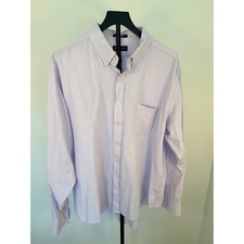 Chaps Mens Classic Fit Dress Shirt Purple Stripe Wrinkle Free 18-18.5 36/37