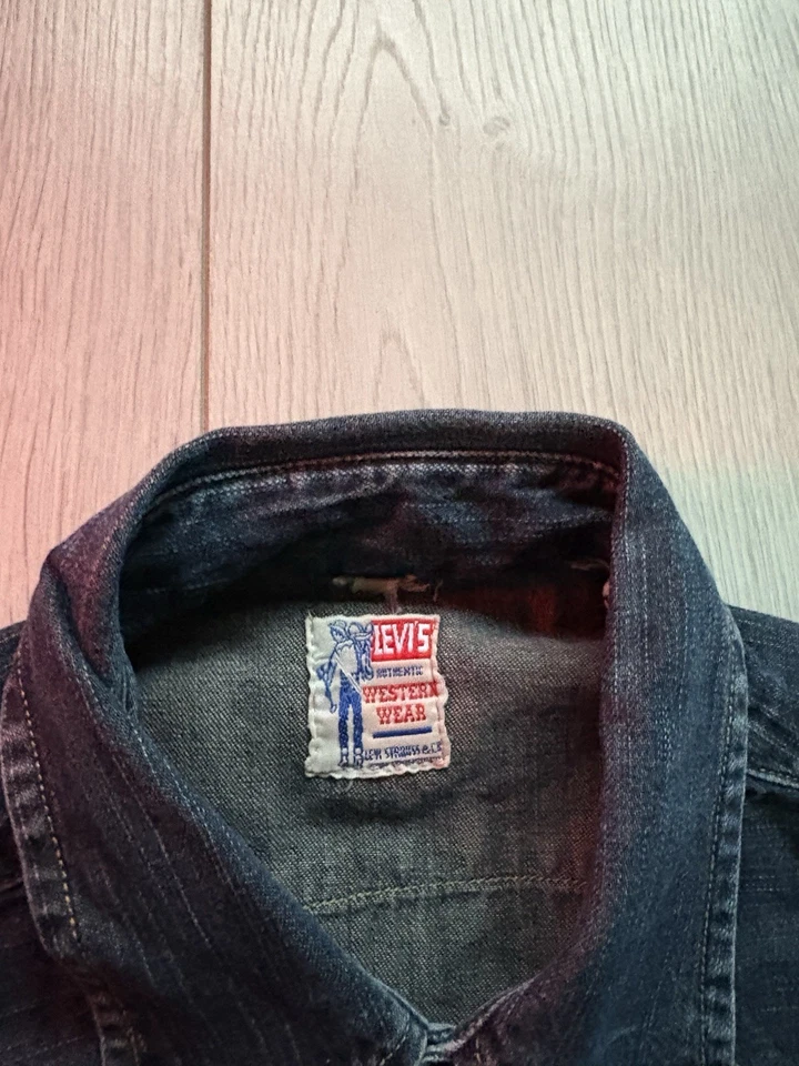Levi's Vintage Clothing LVC BIG E Denim Western Shirt Size M 1950s - Image 3 of 4