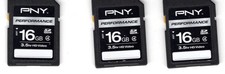 PNY 16GB Performance SDHC Card lot of 3 Flash Cards