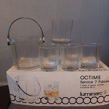 Luminarc Octime 7 Pieces - 6 Tumbler Glasses + Ice Bucket - Original Box Octagon