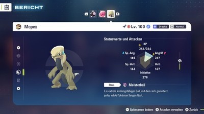   Shiny Alpha Mopex | Level 100 | Max 6IV+DV | Pokemon Legenden ZA    