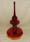 VTG MCM HAND BLOWN AMBERINA RAINBOW BLENKO ART GLASS DECANTER FLAME TIP STOPPER