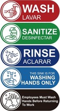 5PCS Wash Rinse Sanitize Sink Labels 6.31IN, wash rinse sanitize sink191