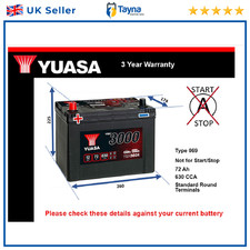 Battery fits CADILLAC CTS ELDORADO ESCALADE SEVILLE 79 to 07 Yuasa 069 630A New