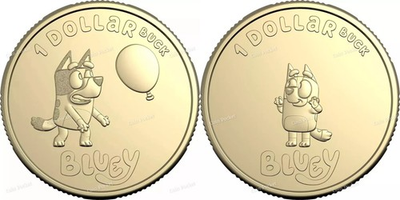 #ad Bluey Bingo Set of 2 One Dollar Coins Rare Dollarbuck Dog Blue $1 Australia UNC AU $12.95