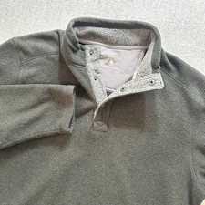 GH Bass Co Sweatshirt Mens Large Gray Fleece Pullover Sweater Snap Neck Warm