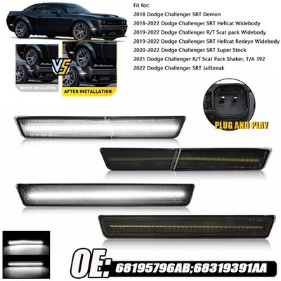 4x For 2018 2019-22 Dodge Challenger SRT RT Widebody White LED Side Marker Light