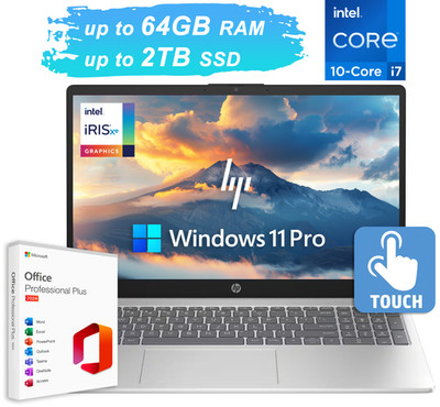 2026 HP Laptop Computer 15.6'' Touch, 10-Core Intel i7, Upto 64GB RAM 2TB SSD Pro