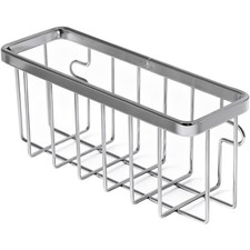 Kitchen Sink Sponge Holder Rack with Soap Dish Organizer Box Silver Gray
