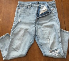GAP Denim Size 16/33P True Skinny High Rise Light Indigo Destroyed Jeans Women's