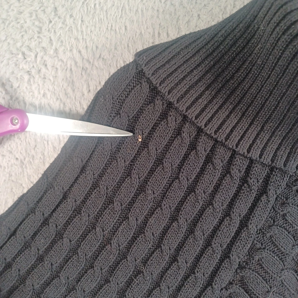 Jaclyn Smith Womens Black Turtleneck Sweater Poncho Size Large Knit Tassled Soft - Image 2 of 4