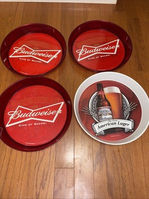 Budweiser Bar Serving Trays Plastic Set Of 4