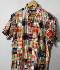 Brooks Brother 346 Men's Small Madras Patchwork Plaid Button-Down Shirt Preppy