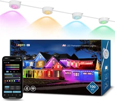 Lepro E1 AI Permanent Outdoor Lights APP Control, 100Ft 60 LED Smart Rgb+Ic+Warm