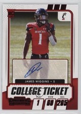2021 Contenders Draft Picks College Game Ticket Red James Wiggins #307 Auto 16wc