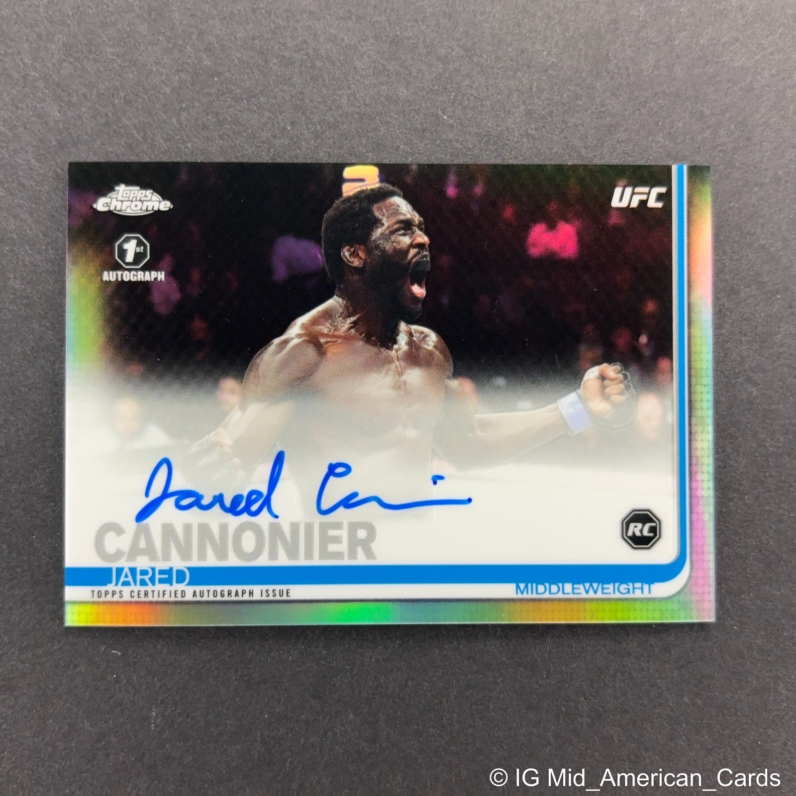2019 Topps Chrome UFC #FA-JC Jared Cannonier Rookie Auto Refractor 1st (AU, RC)