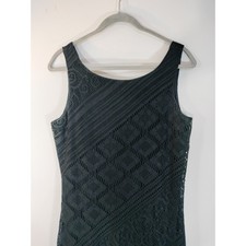Vintage Harlow Black Crochet Lace Fringe Maxi Dress (fits like 10)