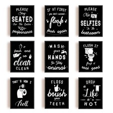 SUPERDANT 9 PCS Bathroom Canvas Wall Art Bathroom Wall Pictures Funny Toilet ...