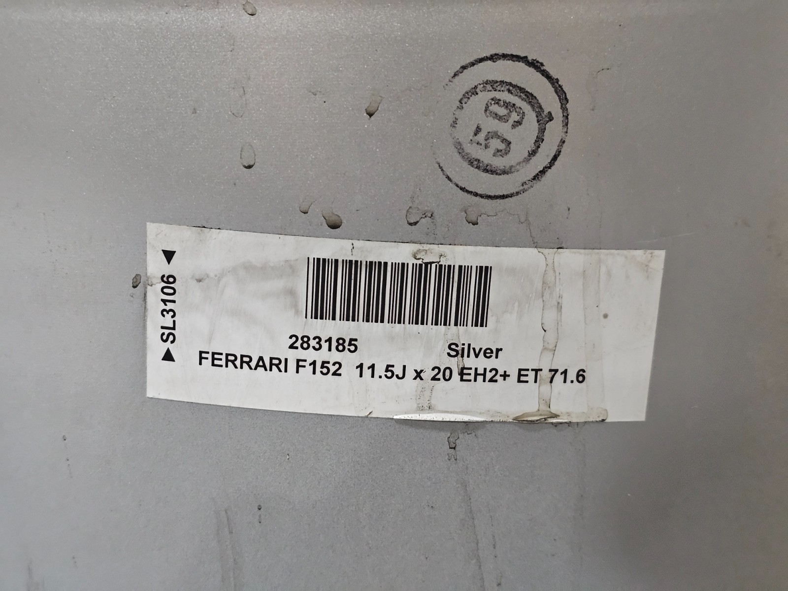 (QTY 1) Ferrari F152 Silver 5-Spoke Wheel Rim 20x11.5 5x114.3 71.6mm 270411 USED