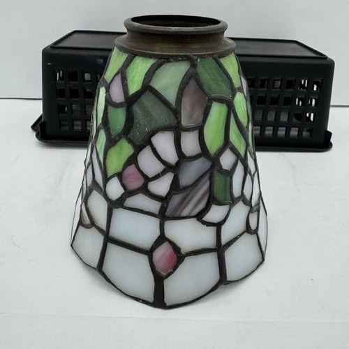 Vintage Quoizel Tiffany Style Stained Glass Lamp Shade Ceiling Fan Light NEW