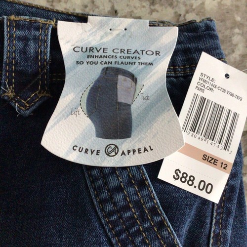 Curve Appeal Jeans 12/31 High Rise Wide Leg w/Stitch Detail Lift +Tuck NWT $88 - Bild 3 von 7