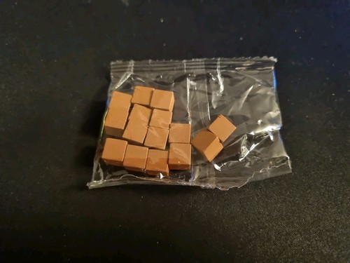 15 Brown Wooden Cubes 8mm Board Game Tokens Pawns Upgrade RPG Parts spare New - Picture 1 of 2