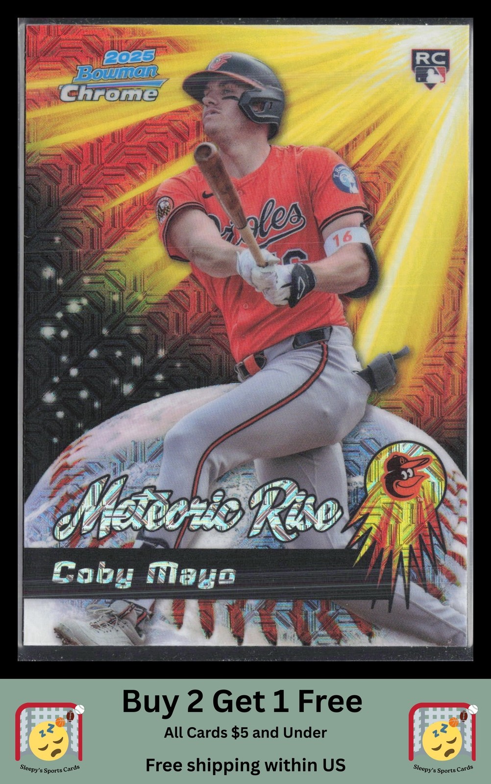 Coby Mayo 2025 Bowman Chrome #MR-22 Meteoric Rise Mojo Mega Refractor