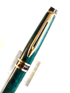 2000s Prussian Green Lacquered Waterman Expert BallPoint Pen gold trim Near mint