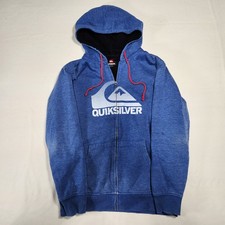 Quiksilver Zip Hoodie, Fleece Lined, Size Large, Blue
