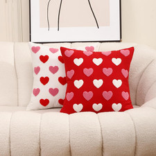 Valentines Day Throw Pillow Covers 18x18 Set of 2 Heart Love Couples Decorations