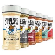 Dan-Os Outlaw Seasoning 6 Bottle Set- Butter Dust, Butter Steak, Spicy BBQ, S...