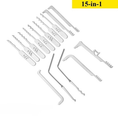 15 IN 1 Edelstahl-Spannschlüssel Lockpick-Rake-Werkzeuge Praktischer Lockpick