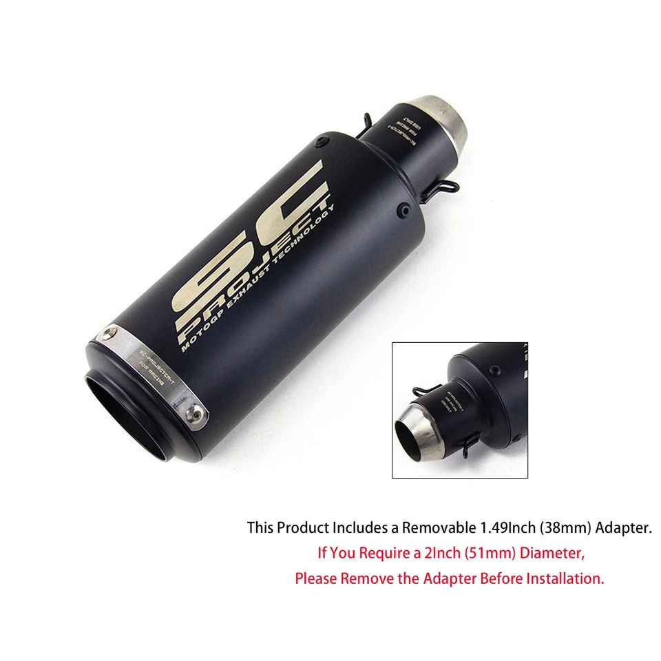 SC Slip-on 2" 51mm Universal Motorcycle Exhaust Muffler Pipe Black Tail Tips - Изображение 4 из 4