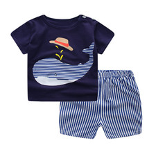 Baby Boy  Girl Summer Outfit Set  Cartoon Print T-Shirt  Shorts  Cute Casual