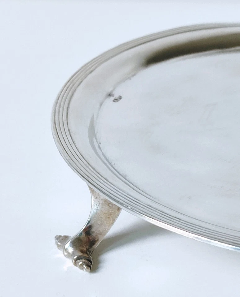 Antiguo centro de mesa de exhibición único de plata esterlina plato con sello de principios del siglo XIX Foto 4 de 4