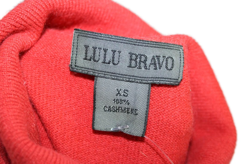 Lulu Bravo Womens Cashmere Knitted Turtleneck Sleeveless Blouse Top Orange XS - Image 4 of 4