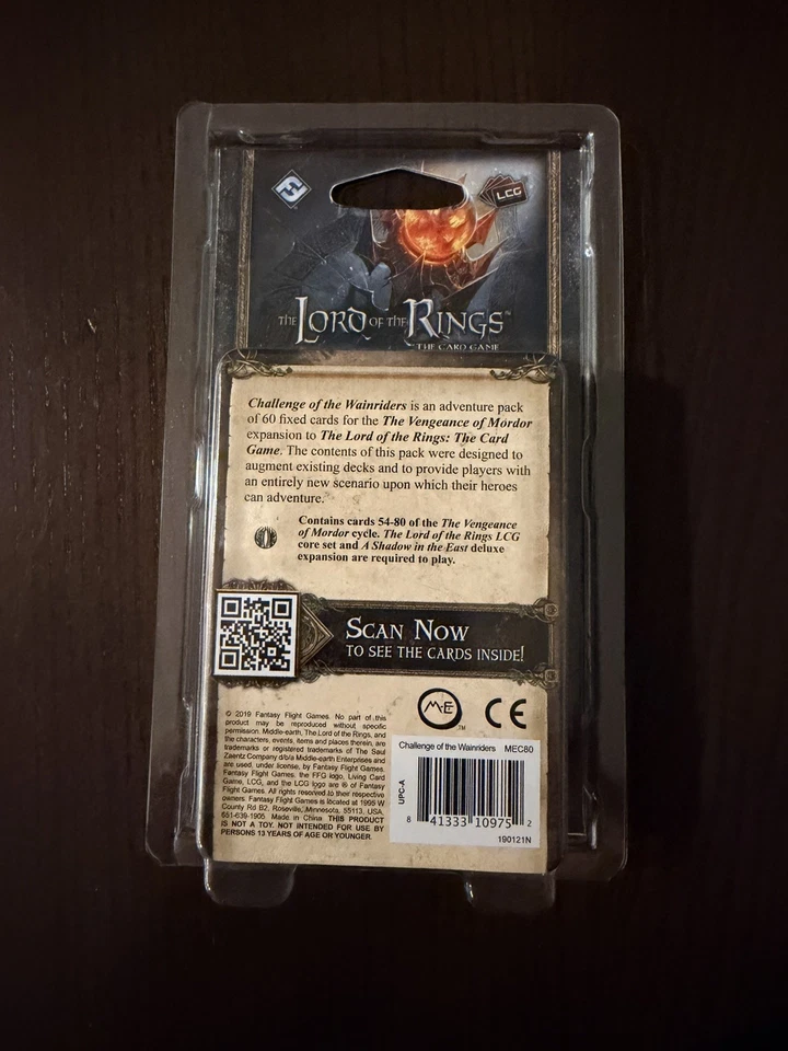 Senhor dos Anéis LCG LotR CHALLENGE OF THE WAINRIDERS Pacote de Aventura NOVO - Imagem 2 de 3
