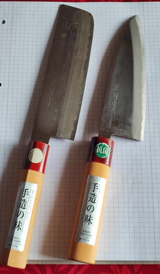 Lot 2 x Küchenmesser Messer Vintage Japan Japanisches Messer Holzgriff wie Neu 