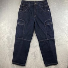 Vintage Fubu Jeans Mens 36x34 Blue Y2K Baggy Cargo Grunge Hip Hop Denim Wide Leg