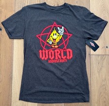 WORLD INDUSTRIES Men's Large Dark Grey Brown T-Shirt Short Sleeve Crew Neck New