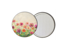 Pocket Mirror Compact Makeup Cosmetic Handbag - Gift for her - Pink flowers