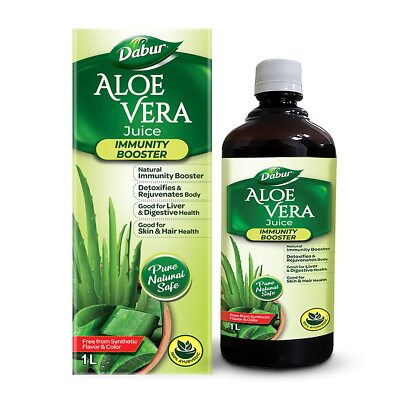 Dabur Aloe Vera Juice - 1L | Detoxifies & Rejuvenates Body |Liver Health x2 Pack