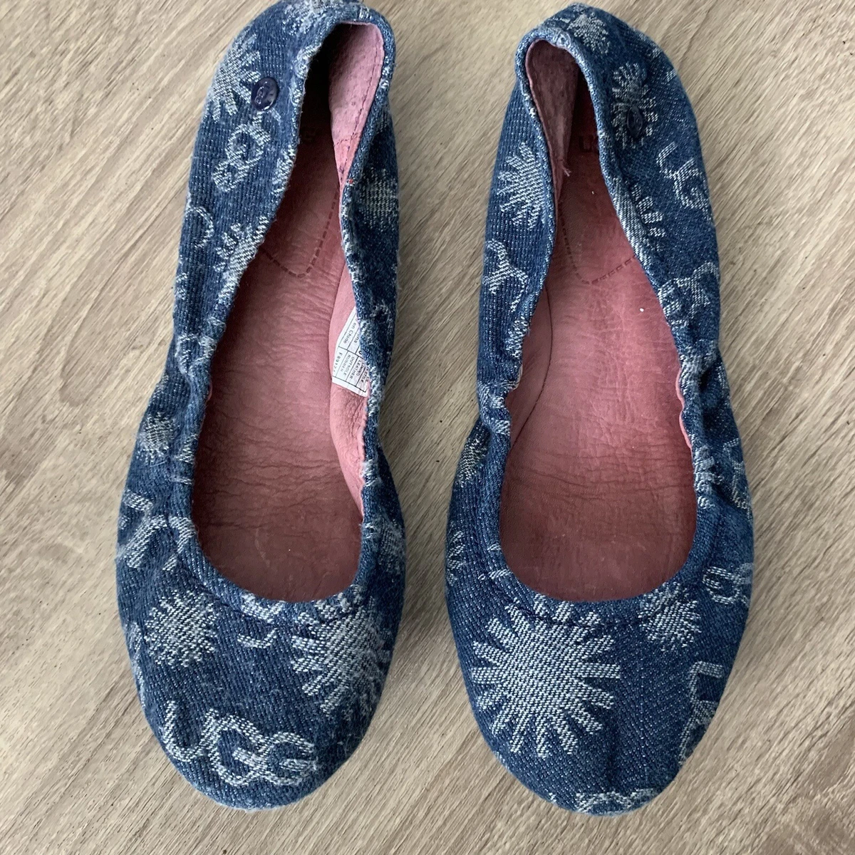 Ugg Australia Blue Denim Printed Ballet Flats Sz 6 SB F eBay