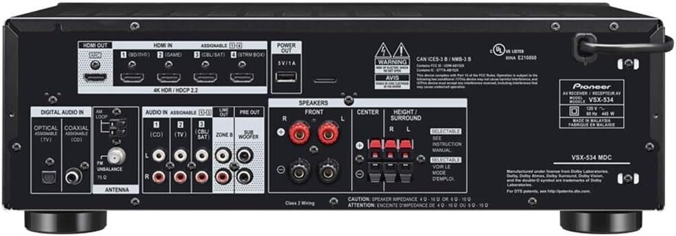 Pioneer VSX-534 5.2 Channel AV Receiver - Black for sale Pioneer VSX-534 5.2 Channel AV Receiver - Black for sale