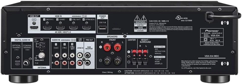 Pioneer VSX-534 Home Audio Smart AV Receiver Enabled with 4K and Bluetooth - Image 3 of 3