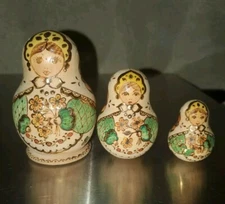 Matryoshka Russian Handpainted 3  Nesting Dolls with Flowers Made In Russia 